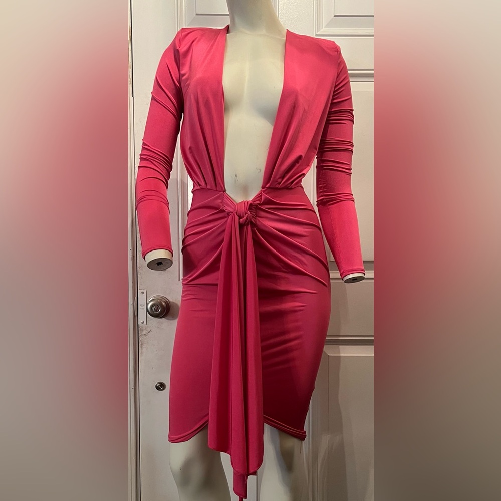 Chic Pink Long Sleeve Dress